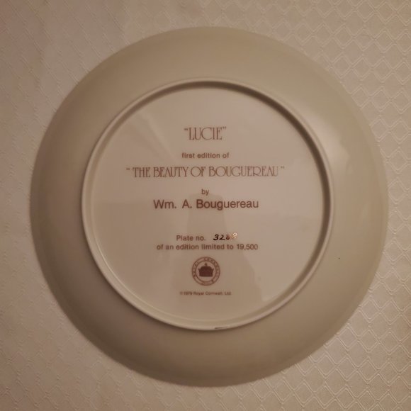 Vtg LUCIE Moody Girl Portrait Collector Plate The Beauty of Bouguereau #3288 '79 - Picture 3 of 5